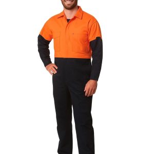 Hi-Vis Two Tone Men's Cotton Drill Coverall-Stout