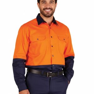 Hi-Vis two tone Cool-Breeze L/S cotton work shirt