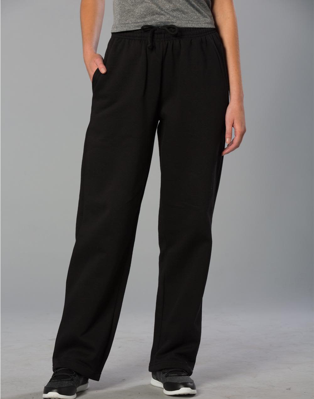 Adult fleecy pants in black, featuring a drawstring waist and side pockets, styled with a casual fit. Adult Fleecy Pants - Image 1