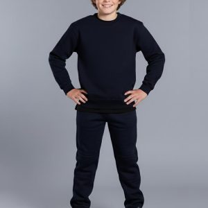 Kid's fleecy trackpants with Zip, Cuffs and knee padding