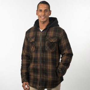 Flannel Jacket with Sherpa Hoodie/Quilted Lining