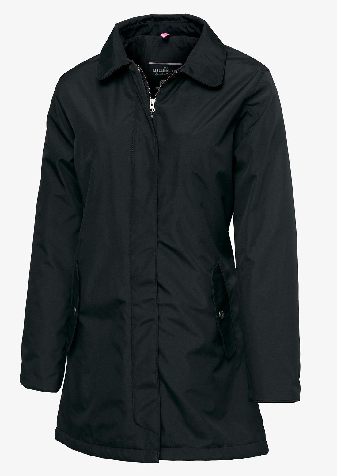 A black Bellington women’s jacket with a zip front and side pockets, featuring a collar and long sleeves. Bellington Women Jacket - Image 1