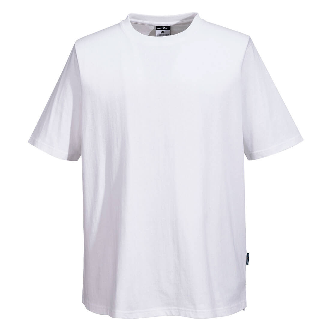 A white short-sleeved cotton t-shirt with a relaxed fit and a logo on the side. Cotton MeshAir Pro T-Shirt S/S - Image 1