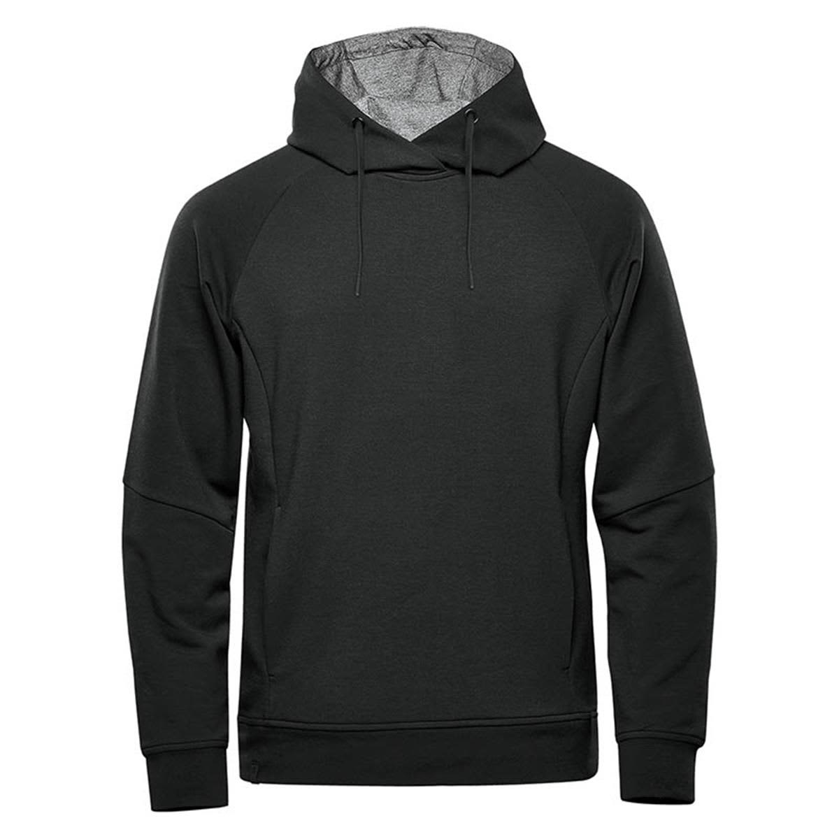 A dark green men's hoody with a drawstring hood and raglan sleeves, featuring a logo. Men's Dockyard Performance Hoody - Image 1
