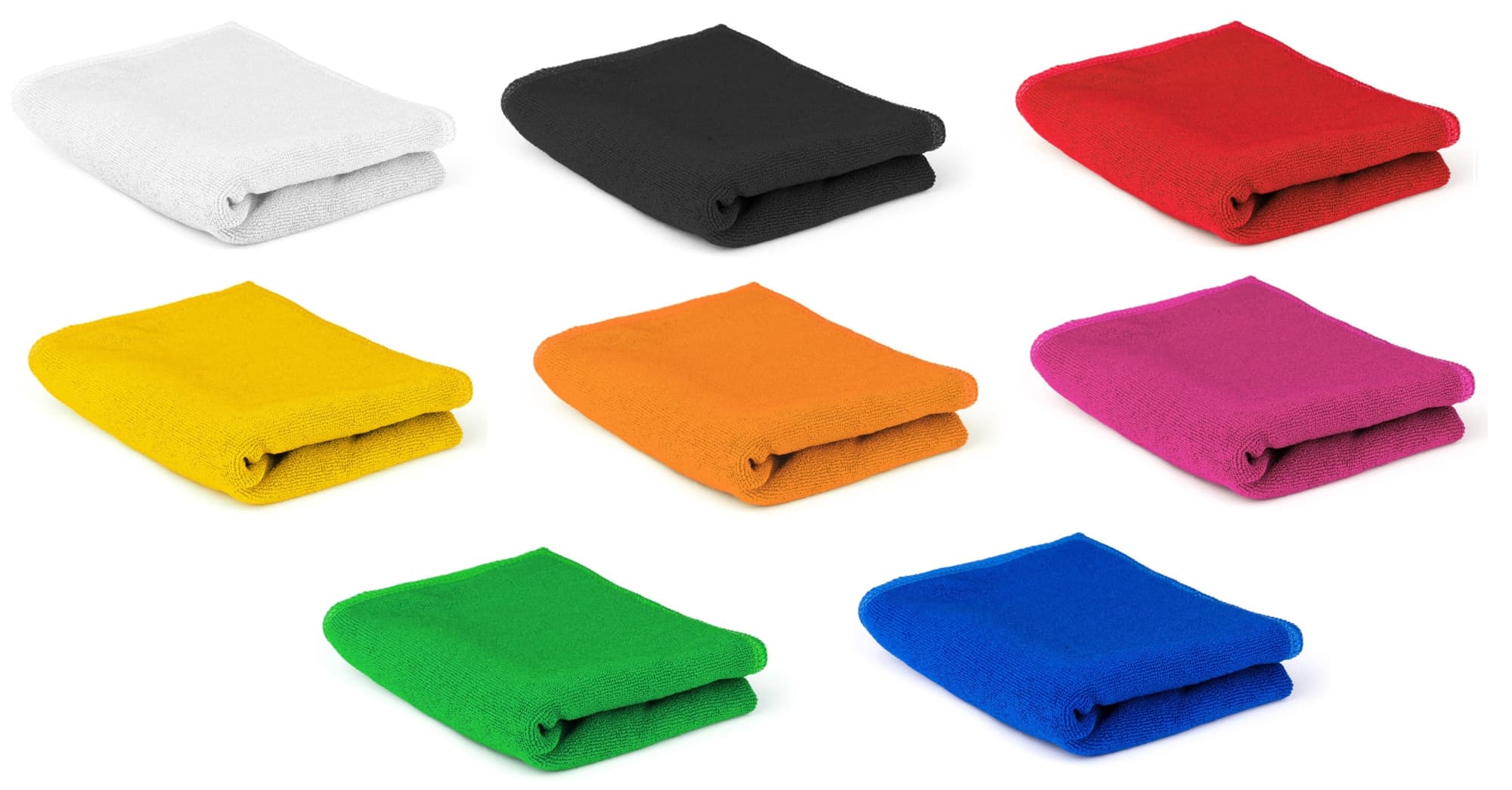 A collection of folded fabrics in various colours: white, black, red, orange, yellow, green, pink, and blue. Each has a smooth texture. Kotto - Image 1