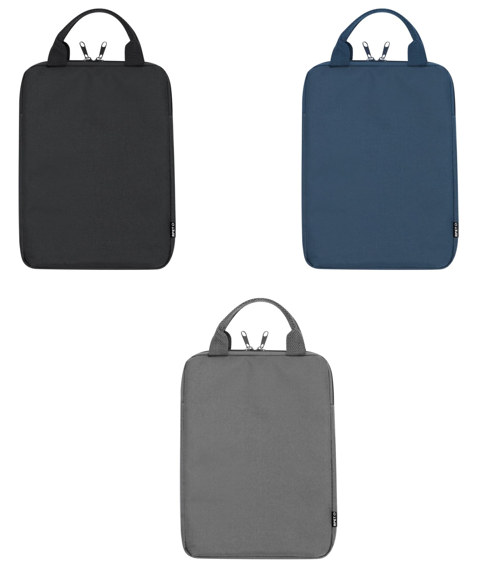 A set of three laptop cases in black, navy blue, and grey, each with handles and zippers. Neizan - Image 1