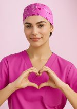 Unisex Pink Printed Scrub Cap