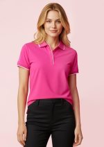 Womens Pink Short Sleeve Polo
