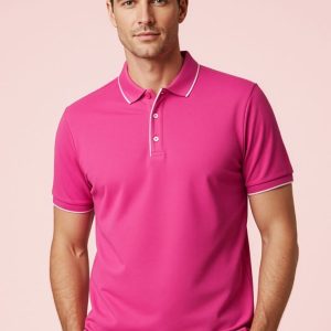 Mens Pink Short Sleeve Polo