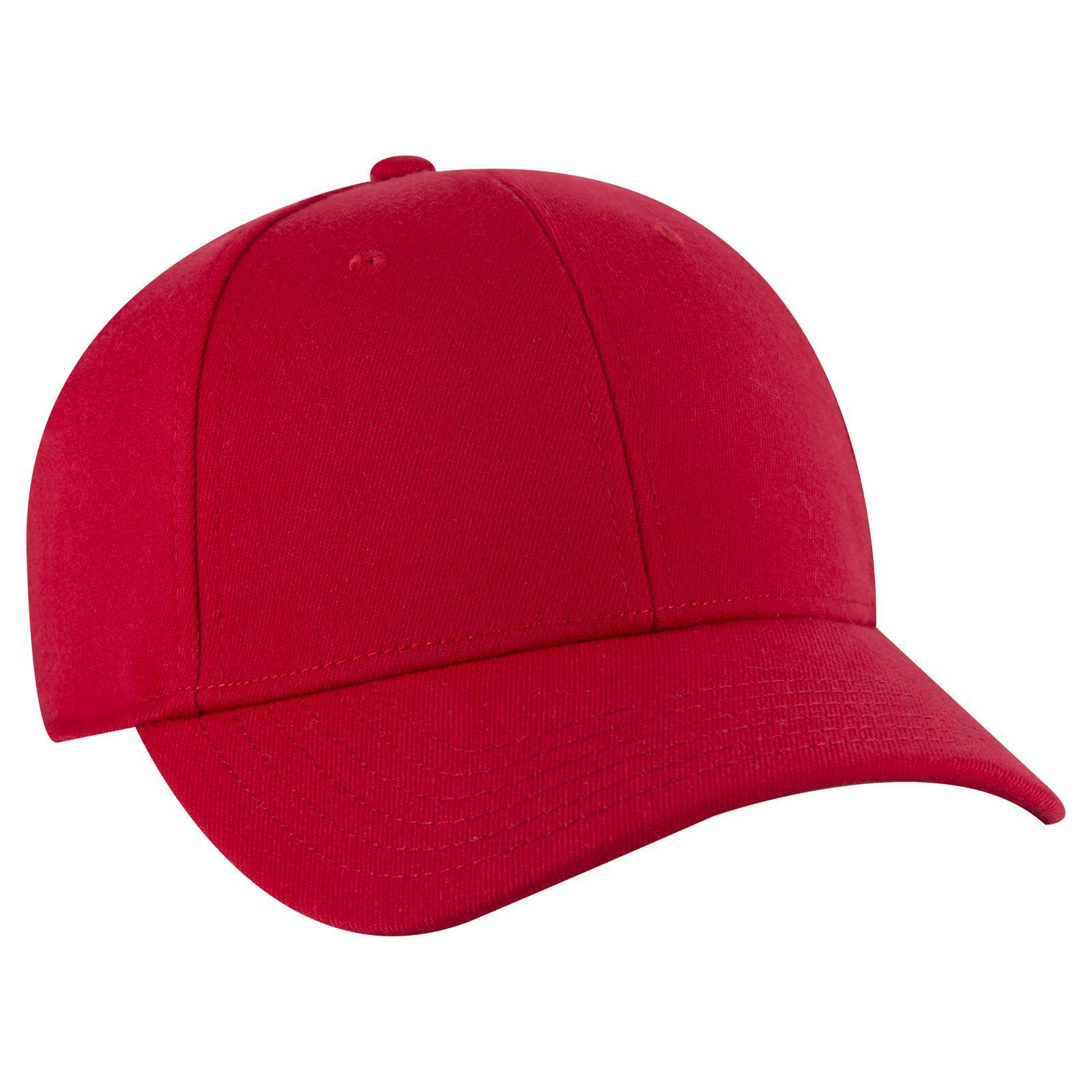 A red low profile baseball cap featuring six panels and a logo on the front. Comfy Fit 6 Panel Low Profile Baseball Cap - Image 1