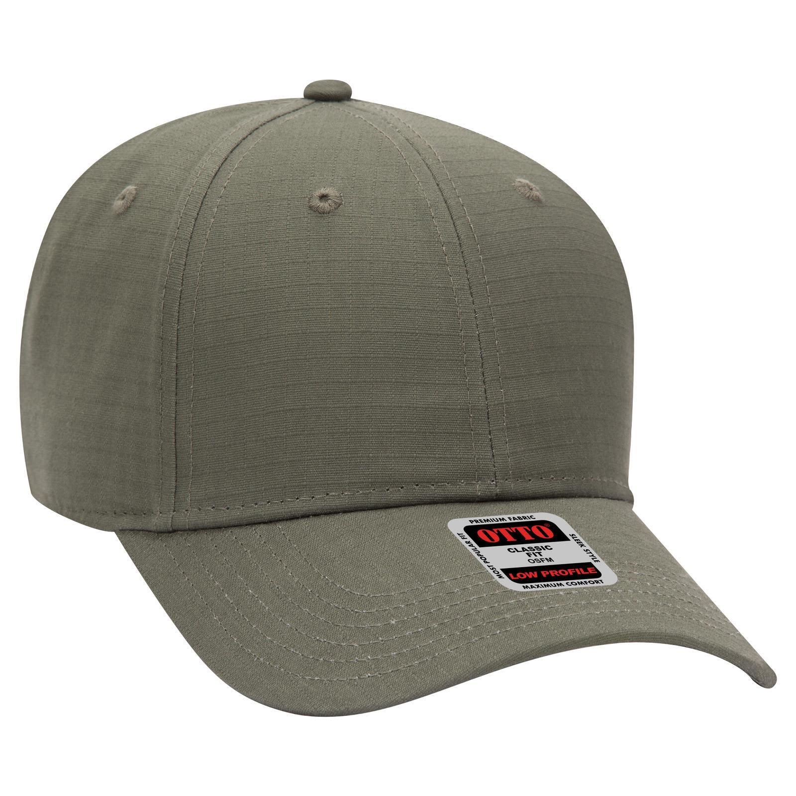 A khaki, low profile, six-panel baseball cap featuring a logo on the front. 6 Panel Low Profile Baseball Cap - Image 1