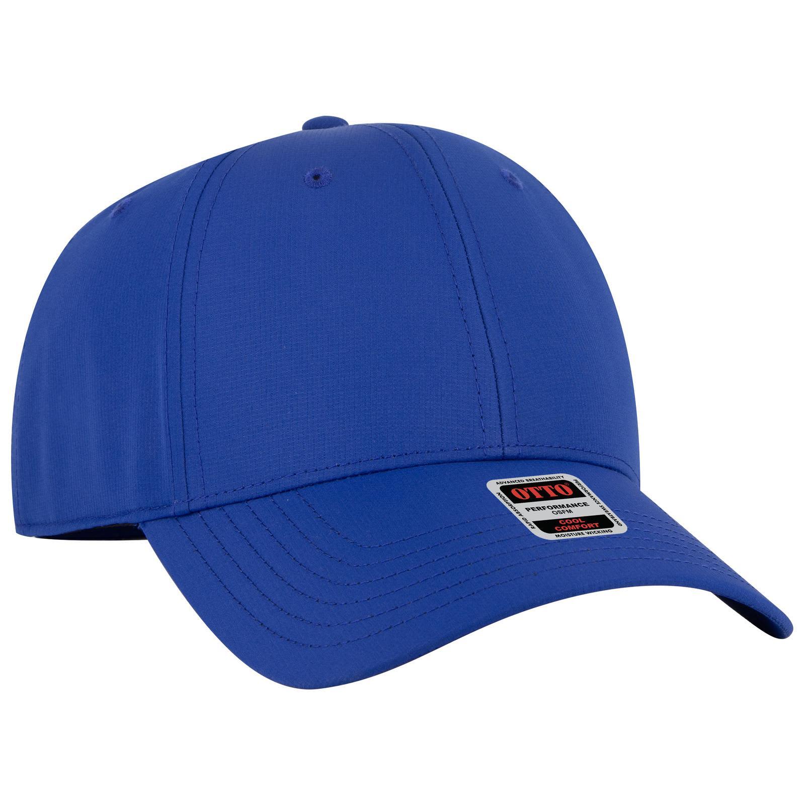 A blue six-panel low profile style baseball cap with a logo on the front. 6 Panel Low Profile Style Baseball Cap - Image 1