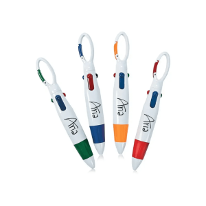 Multi Color Ballpoint Pen with Carabiner