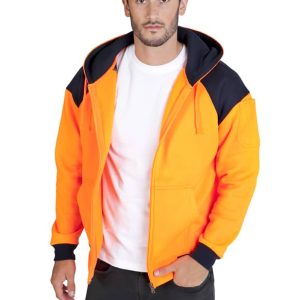 Men Shoulder Contrast Zipper Hoodies - WORKWEAR