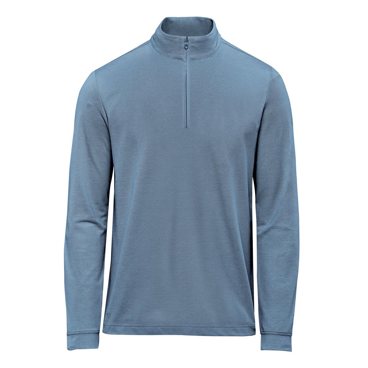 A men's pullover in a soft blue shade with a quarter zip and long sleeves; features a logo. Men's Sonora 1/4 Zip Pullover - Image 1
