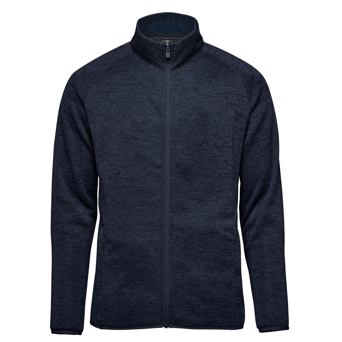 A full zip fleece jacket in navy blue featuring a high collar and a visible zipper. The jacket has a logo. Men's Yosemite Full Zip Fleece Jacket - Image 1