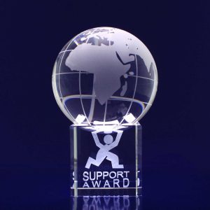 3D Crystal Spinning World Globe (80mm diametre)