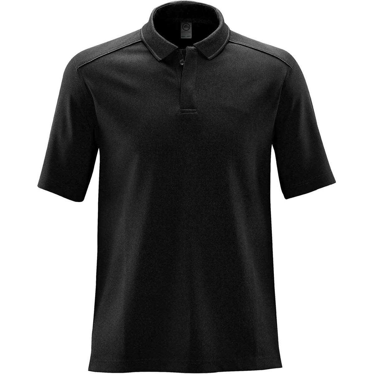 A black men's polo shirt featuring a collar and short sleeves, with a logo on the chest. Men's Endurance HD Polo - Image 1