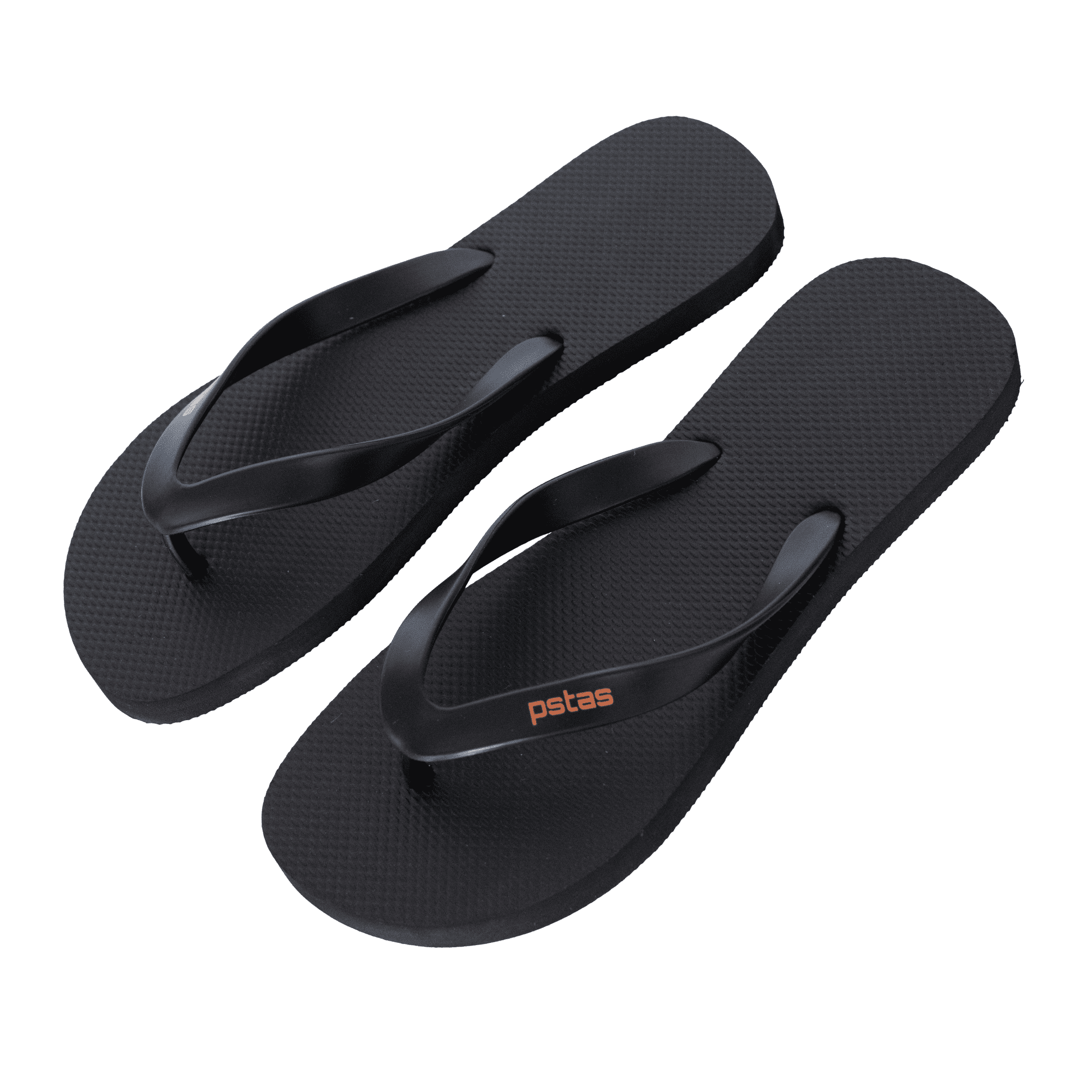 A pair of black rubber thongs with a textured sole and a logo on the strap. Coogee Rubber Classic Thongs - Image 1