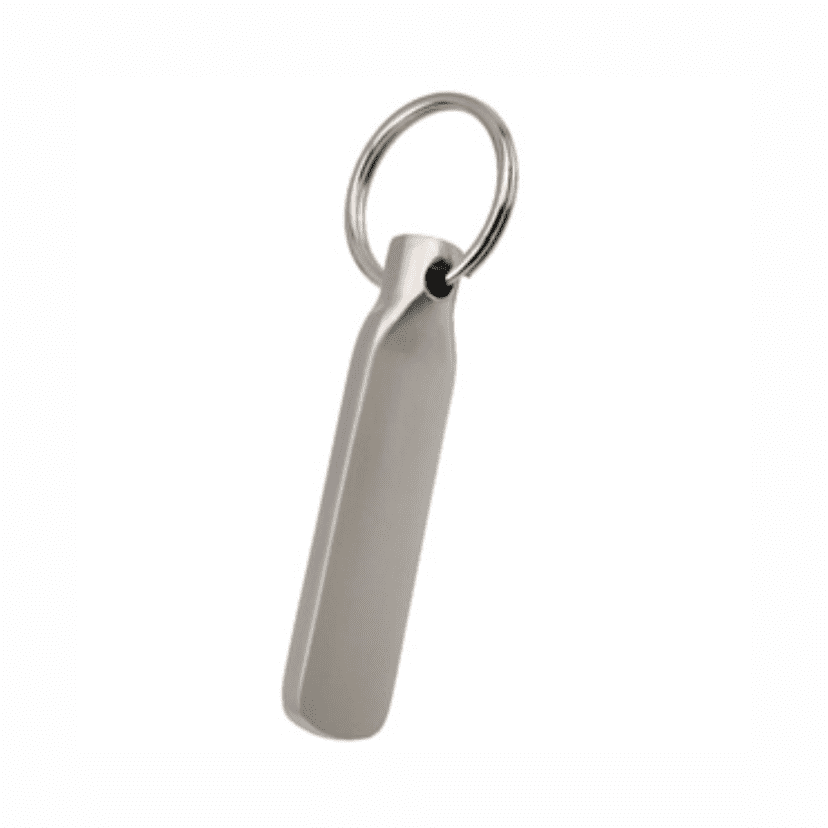 A silver keyring featuring a simple, elongated design, suitable for holding keys or small items. Baer keyring - Image 1