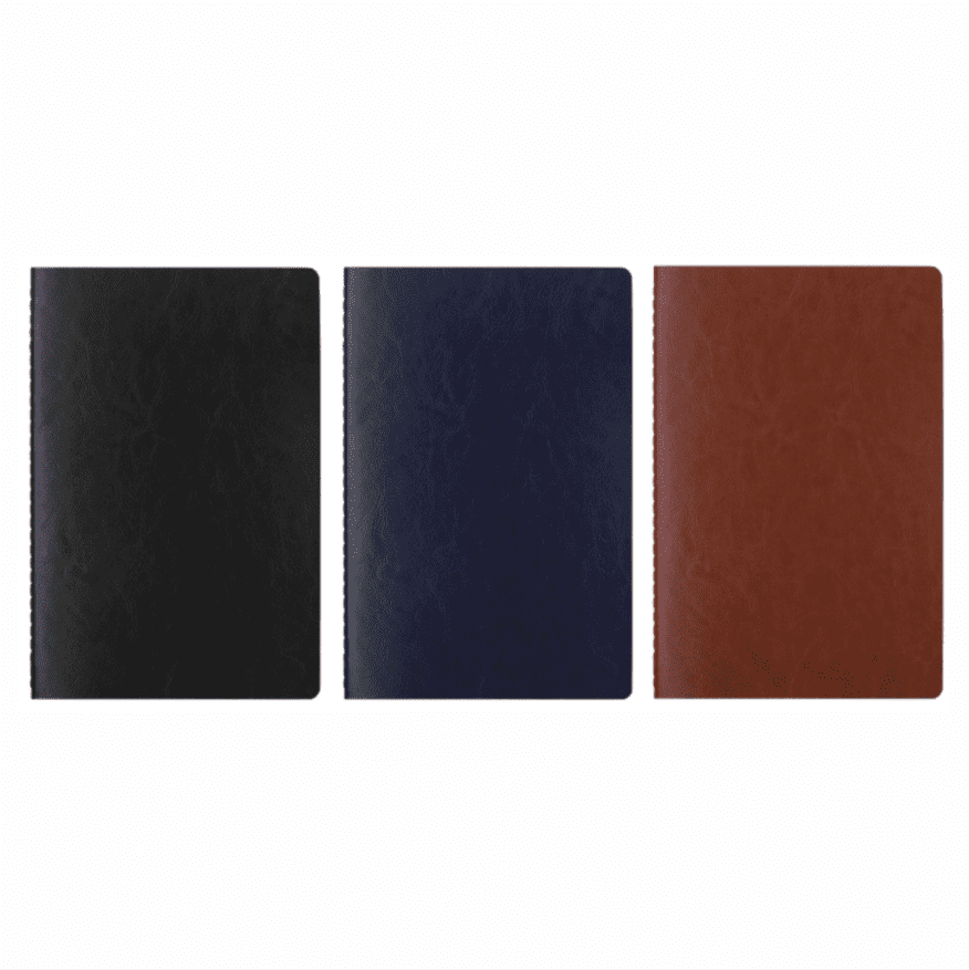 A set of three notebooks in black, navy, and brown, featuring a simple cover design with branding. Thelma Notebook - Image 1