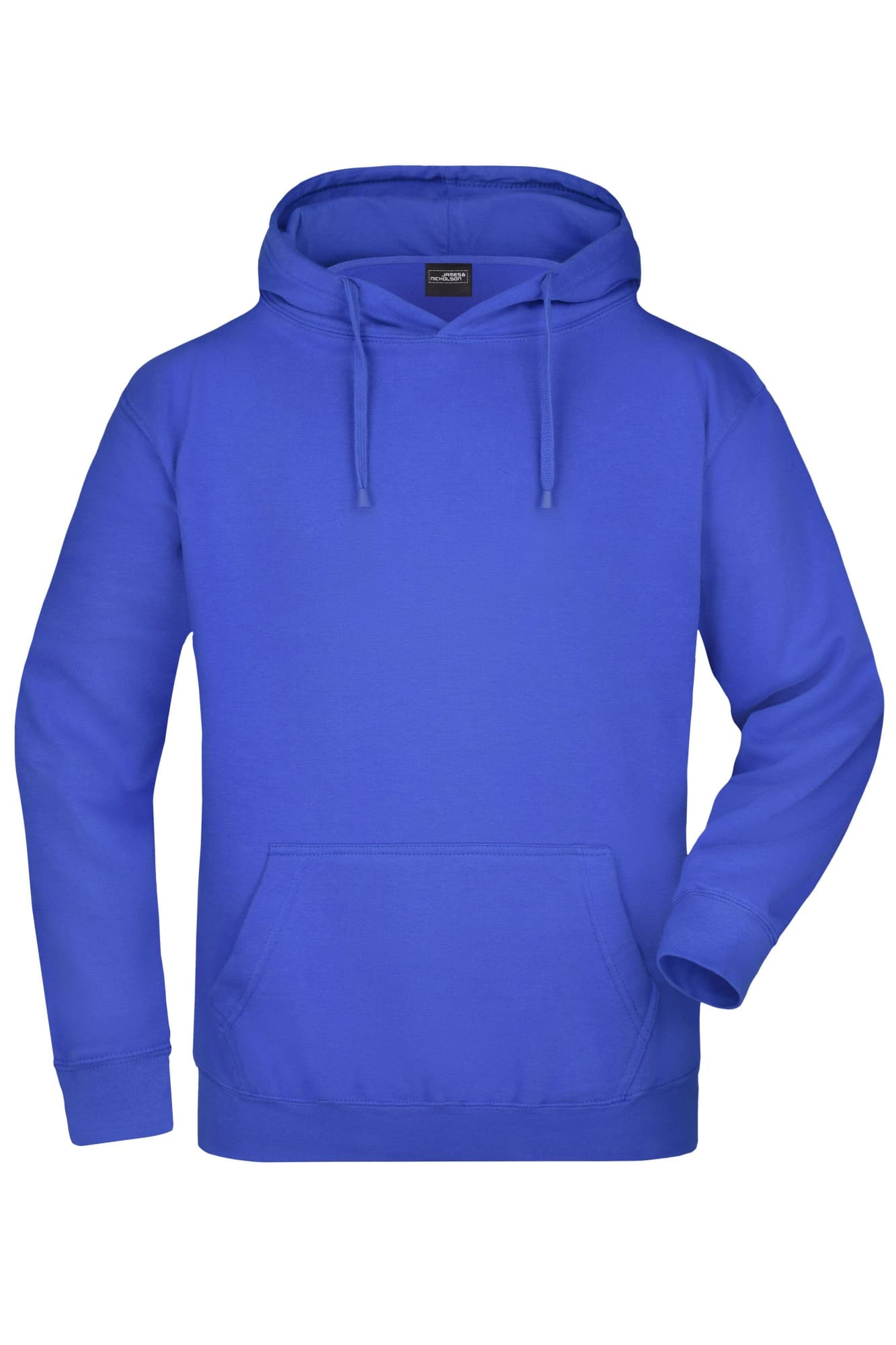 A bright blue hooded sweatshirt with a front pocket and a drawstring hood. It features a logo. Hooded Sweat - Image 1