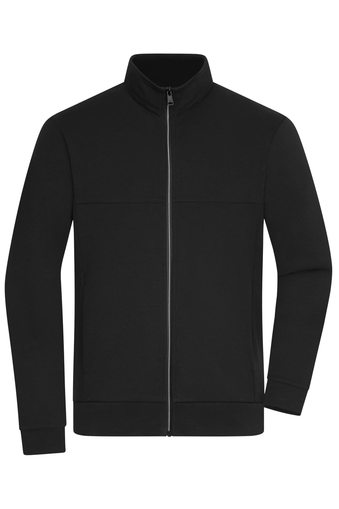 A men's black jacket with a zip front and a high collar, designed for casual wear. It features long sleeves and a simple design. Mens Jacket - Image 1