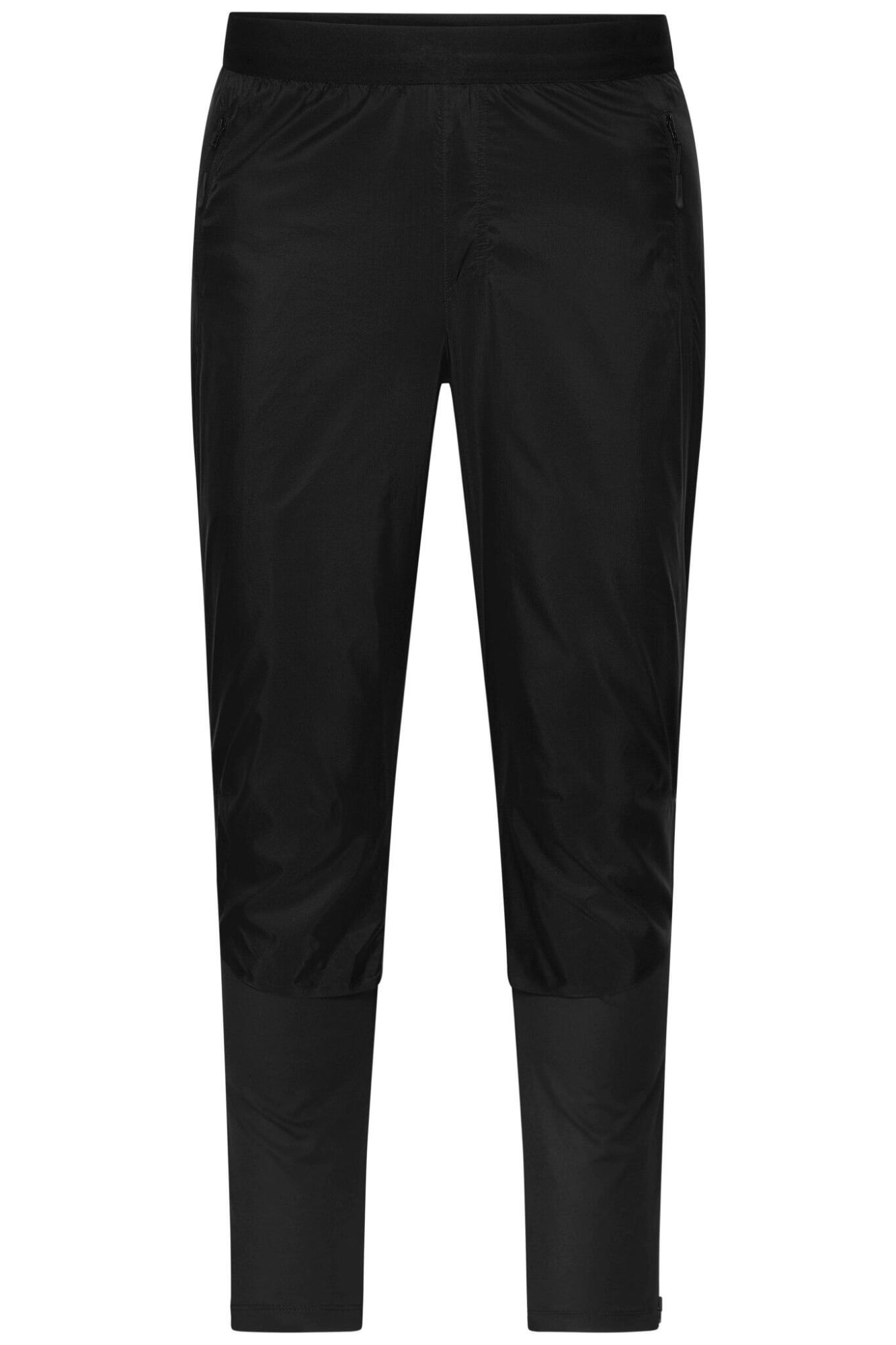 Black men's running pants featuring a sleek design and elastic waistband, with a logo on the side. Mens Running Pants - Image 1