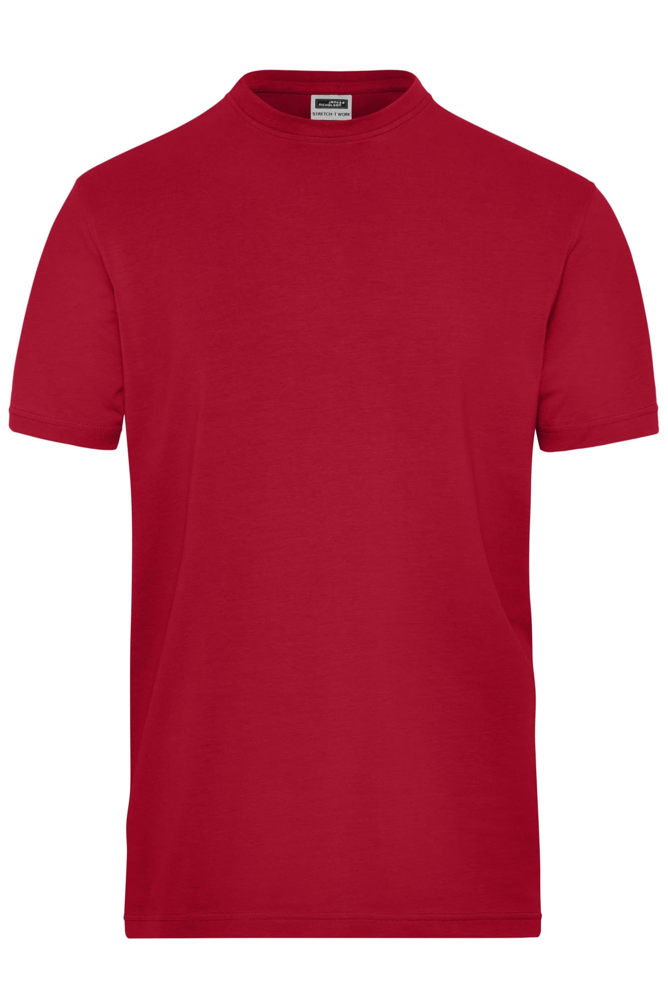 A red short-sleeved T-shirt with a round neckline and a logo. Suitable for workwear and casual wear. Mens BIO Stretch-T - Image 1