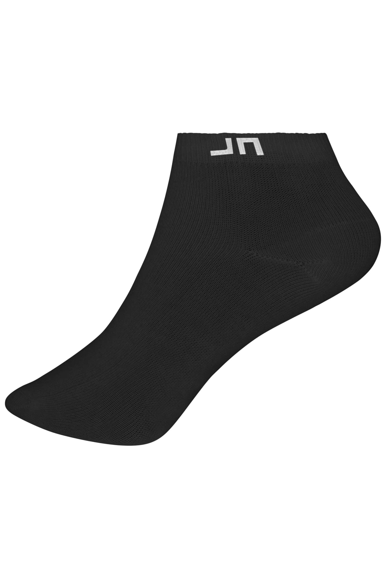 Black ankle socks featuring a logo, designed for comfort and style, suitable for various footwear. Function Sneaker Socks - Image 1