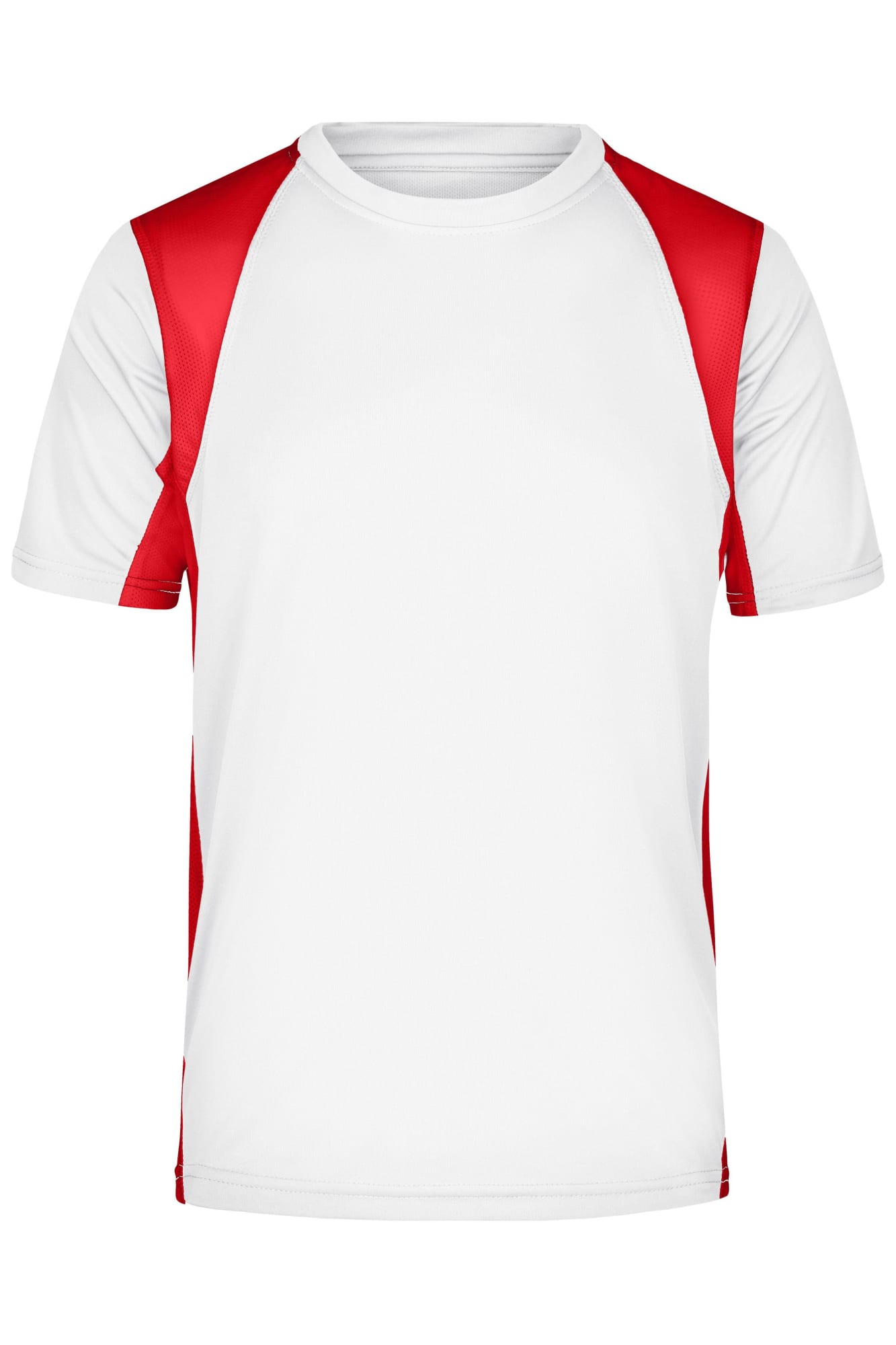 A white t-shirt featuring red raglan sleeves and a logo on the front. Mens Running-T Fluoyellow/Black - Image 1