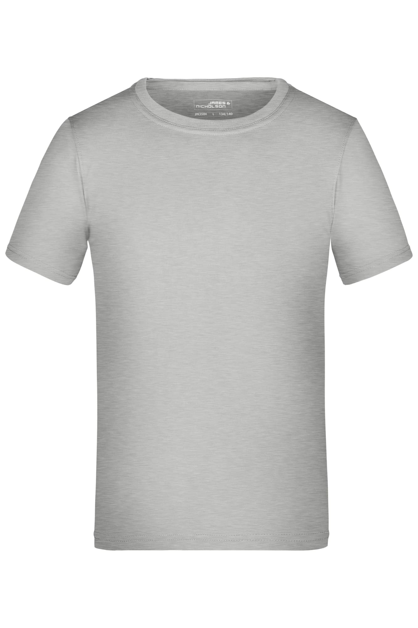 A grey short-sleeved T-shirt with a round neck and a logo on the inside label. Active-T Junior - Image 1