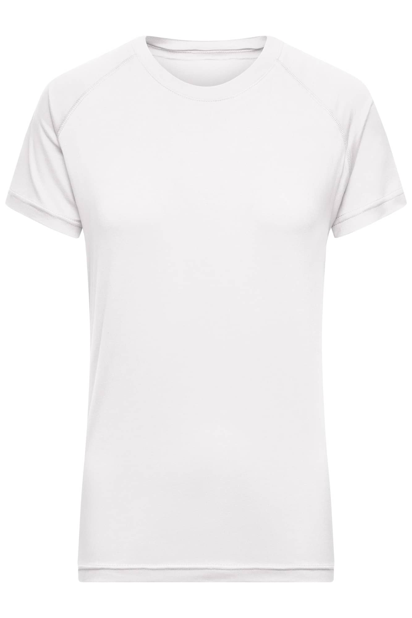 A white ladies' T-shirt with short sleeves, featuring a fitted design and a logo on the front. Ladies Sports-T - Image 1