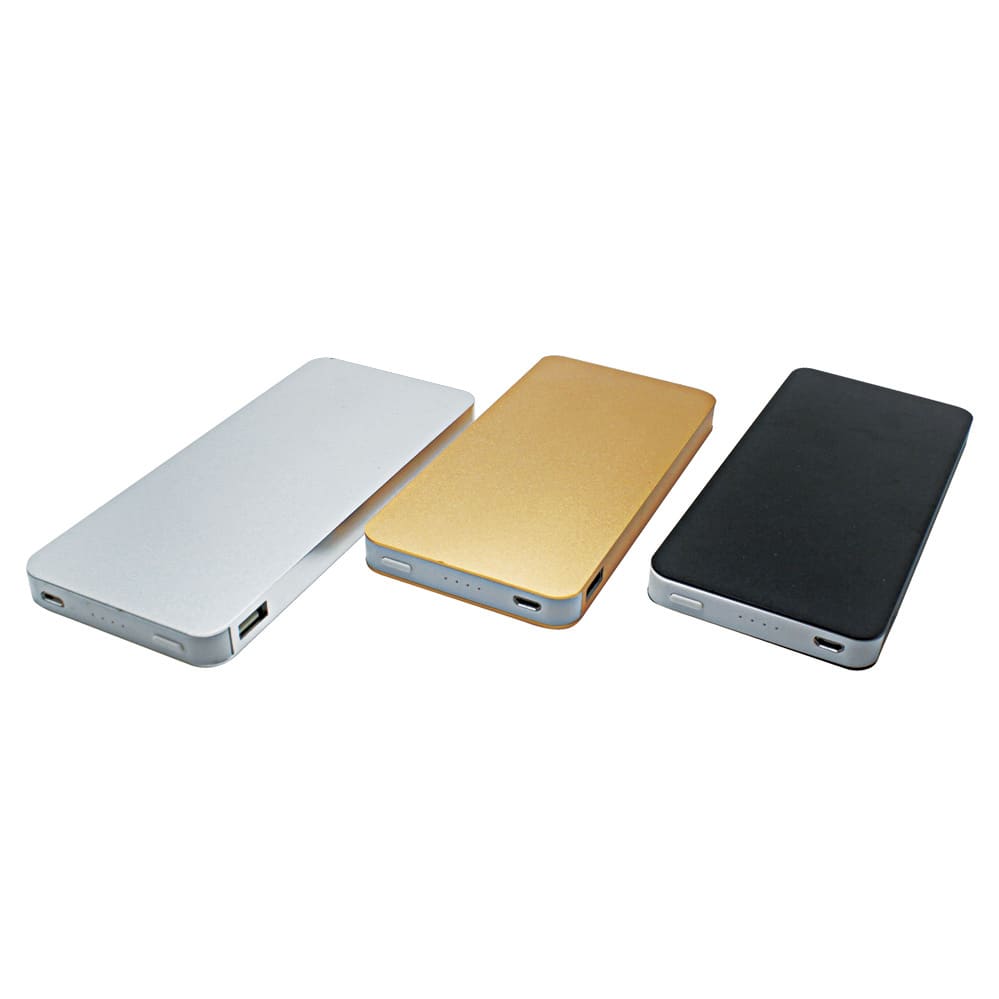 Three powerbanks in silver, gold, and black, each with USB ports and indicator lights, featuring a sleek design. - Image 1