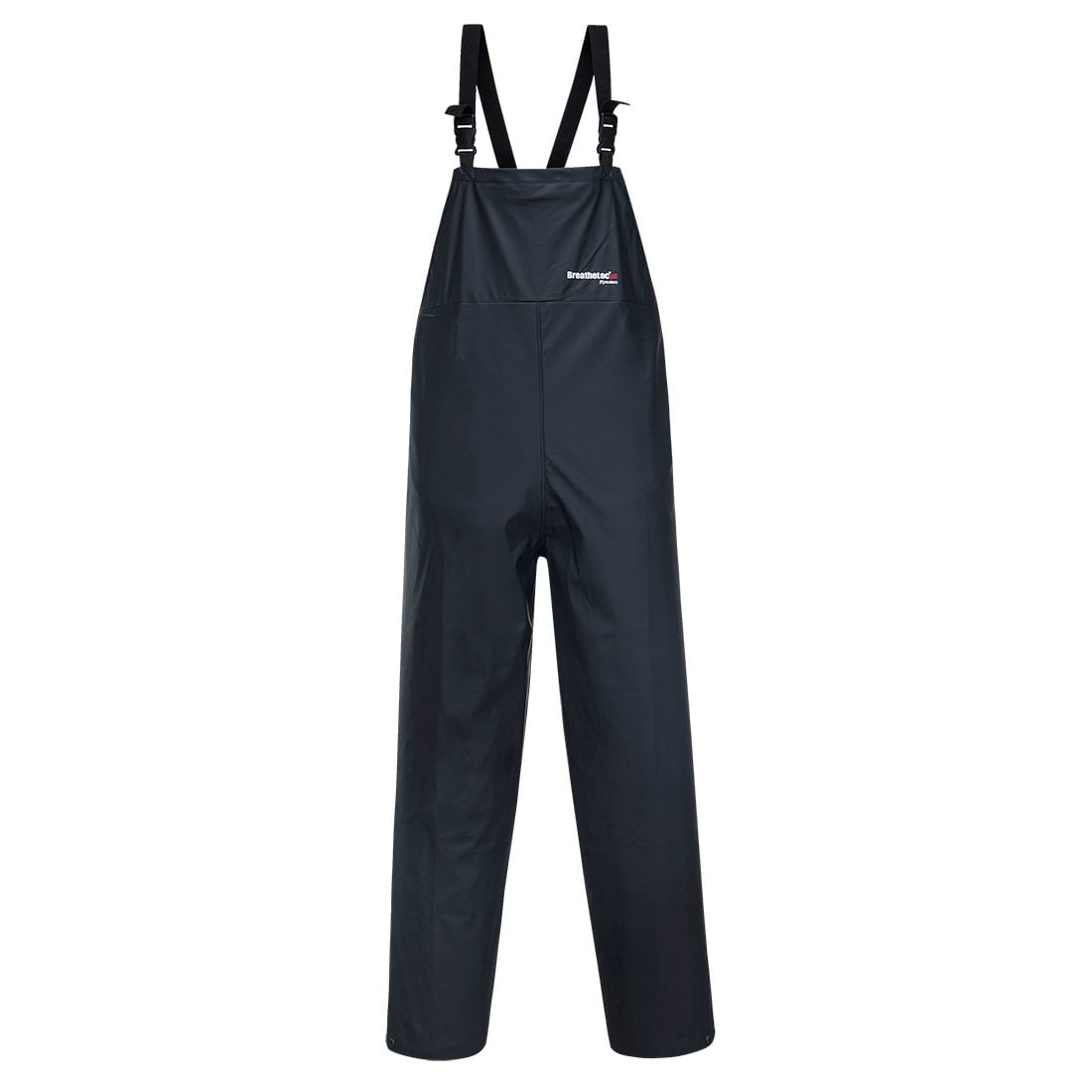 A pair of black overalls with adjustable straps and a pocket, featuring a logo on the front. Huski Farmers Bib & Brace - Image 1
