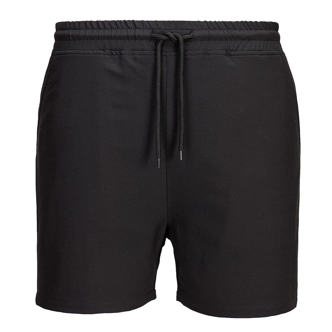 Black quick-dry shorts with an elastic waistband and drawstring. Features branding on the waistband. KX3 Quick Dry Shorts - Image 1