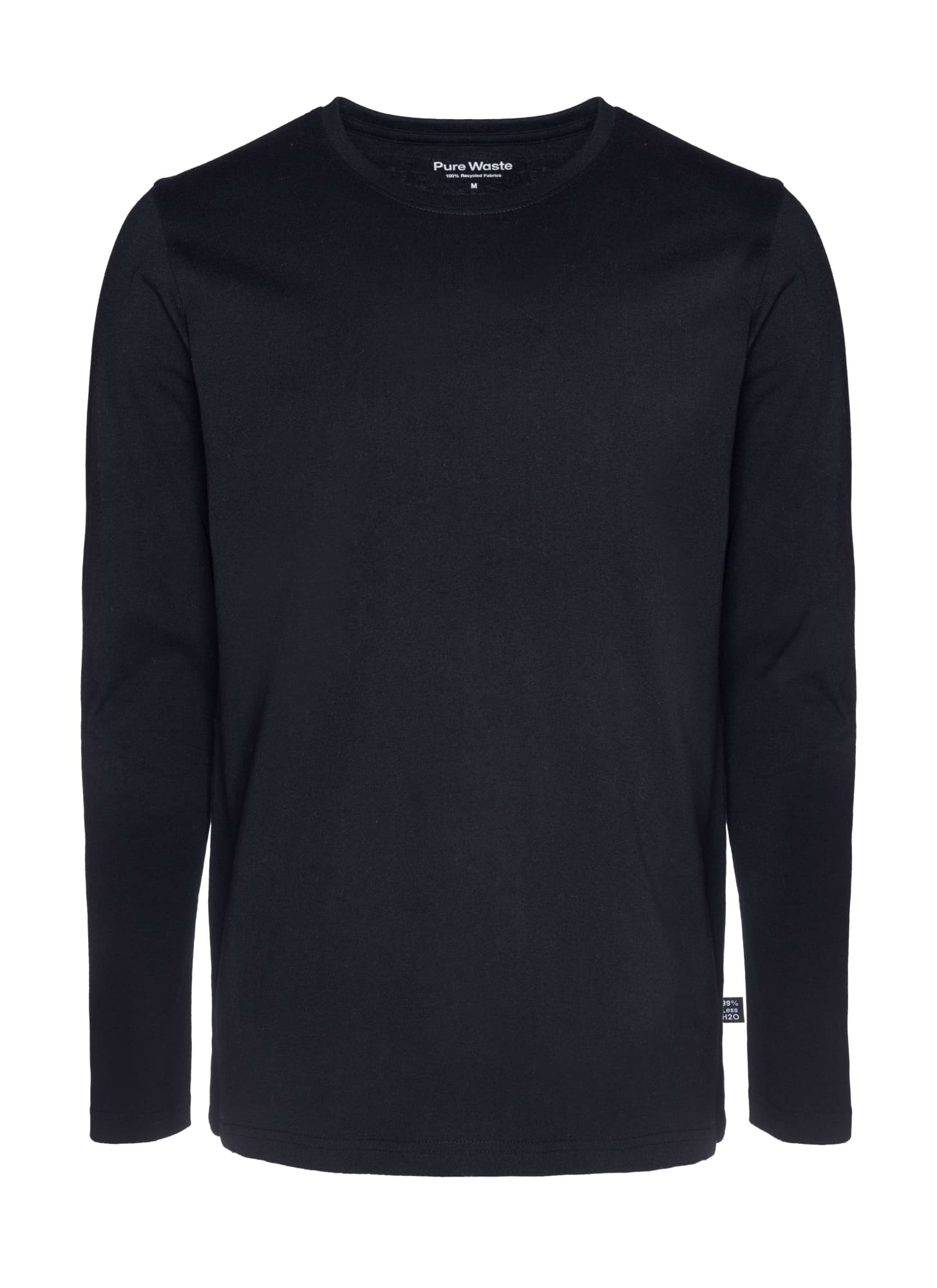 A black long sleeve men's t-shirt with a crew neckline and a small logo on the side. Men's Long Sleeve T-Shirt - Image 1