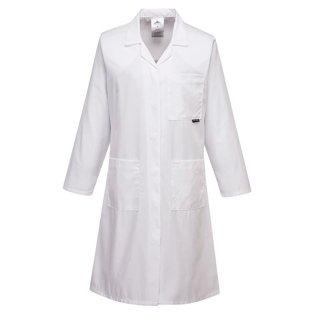A women's standard coat in white, featuring a front pocket and two side pockets. It has a branding logo. Standard Women's Coat - Image 1