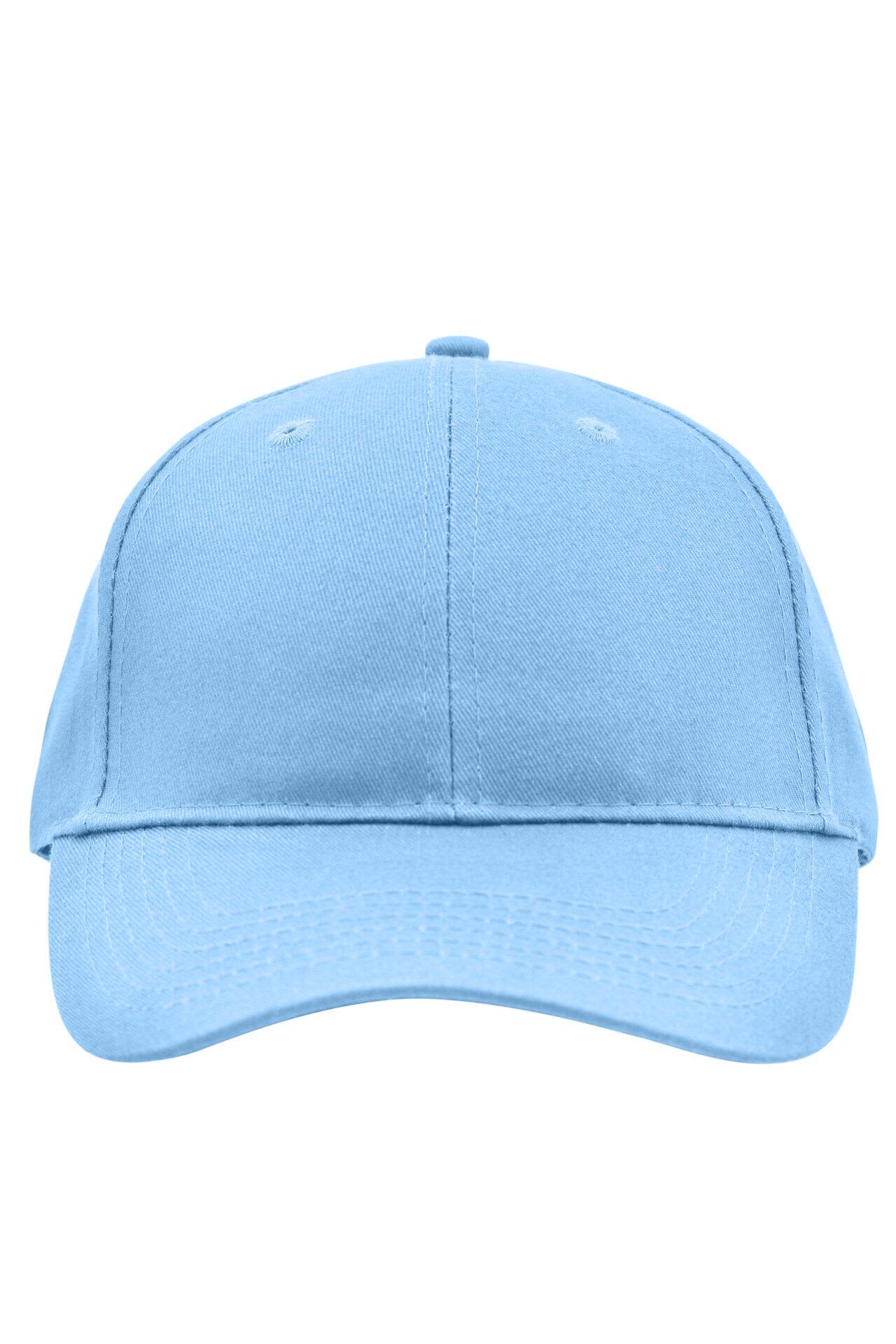 A light blue brushed six-panel cap with a curved brim and a brand logo on the front. Brushed 6 Panel Cap - Image 1