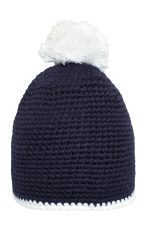 Pompon Hat w/ Contrast Stripe