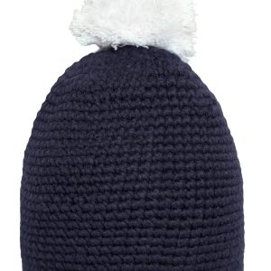 Pompon Hat w/ Contrast Stripe