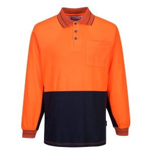Hi-Vis Cotton Comfort Contrast Class D Polo Shirt L/S