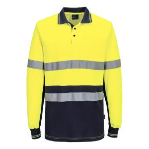 Hi-Vis Class D/N Cotton Comfort Contrast Polo Shirt L/S