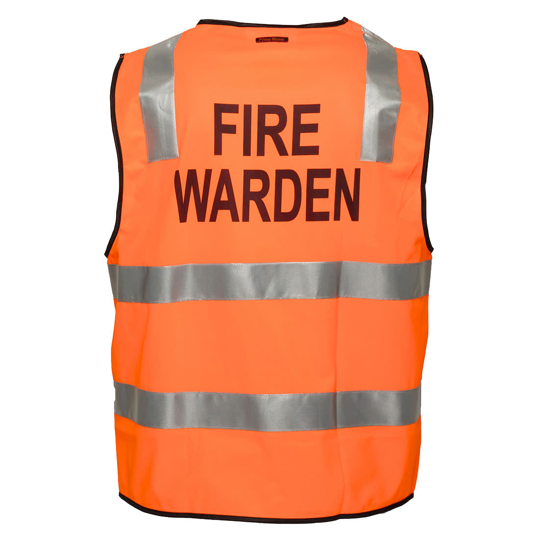 An orange safety vest featuring reflective stripes and a logo, labelled "Fire Warden" on the back. Hi-Vis Zipped Fire Warden Vest - Image 1