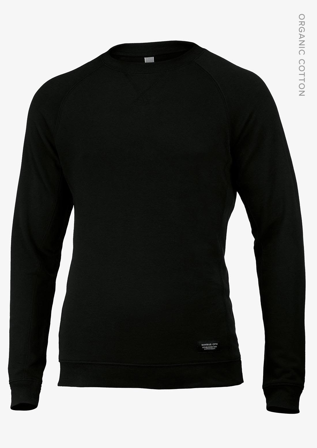 A black men's sweatshirt featuring long sleeves and a simple design, with a logo on the lower hem. Newport Men Sweatshirt - Image 1