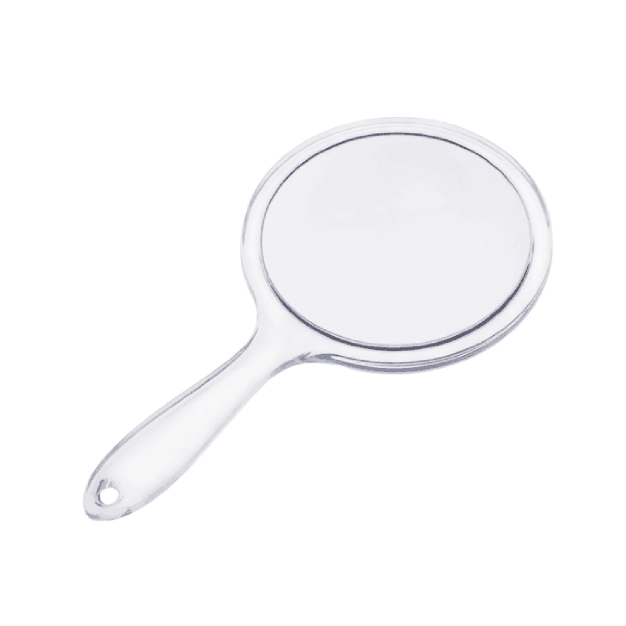 A clear double-sided mirror with a handle. The mirror has a smooth, reflective surface. Double Sided Mirror - Image 1