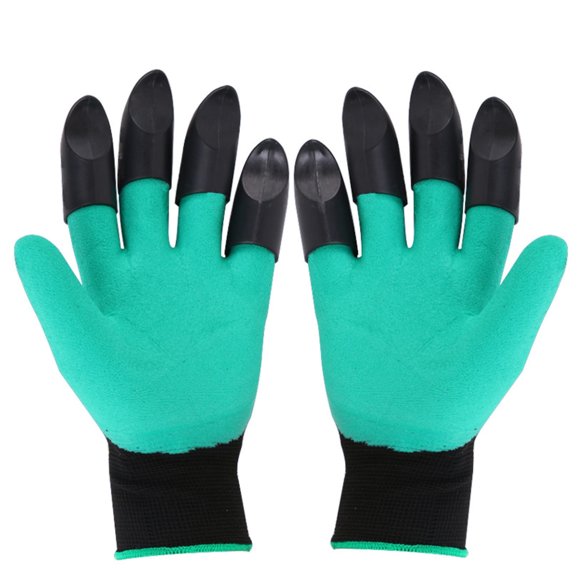 Clawed garden gloves in teal with black clawed fingertips, featuring a fitted wrist design. Clawed Garden Gloves - Image 1