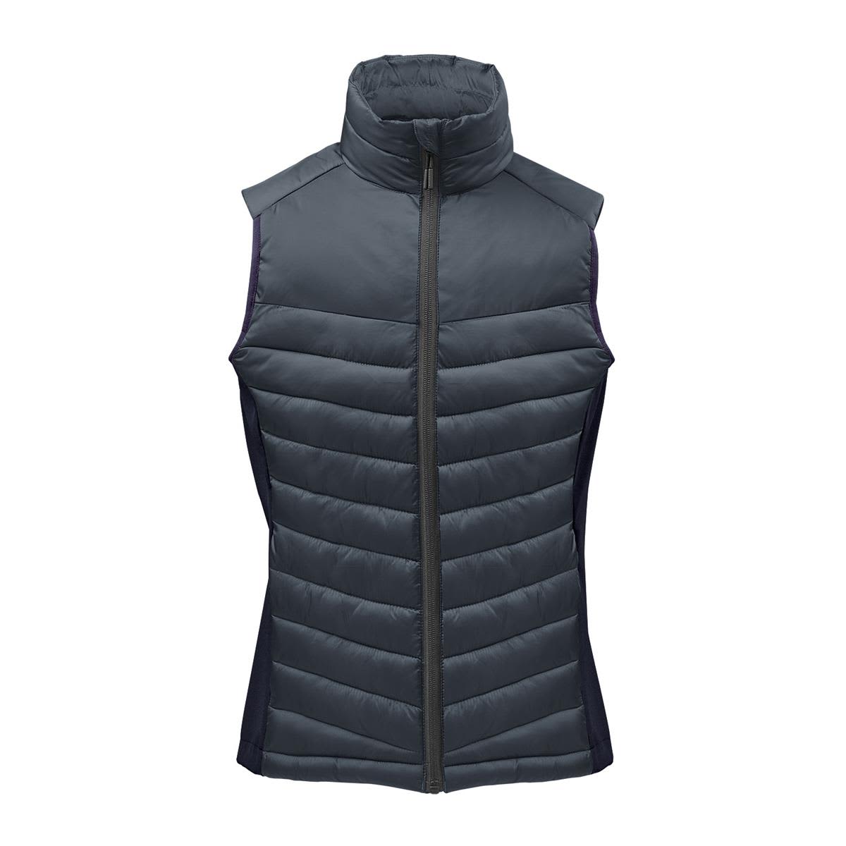 A women's thermal vest in dark green with a high collar and quilted design, featuring side panels and a front zip. Women's Montserrat Thermal Vest - Image 1