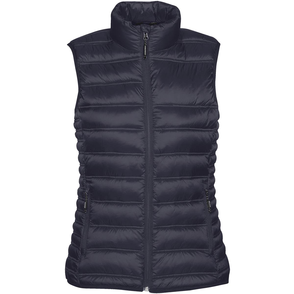 A women's thermal vest in dark navy, featuring a high collar and zippered front, with two side pockets. Women's Basecamp Thermal Vest - Image 1