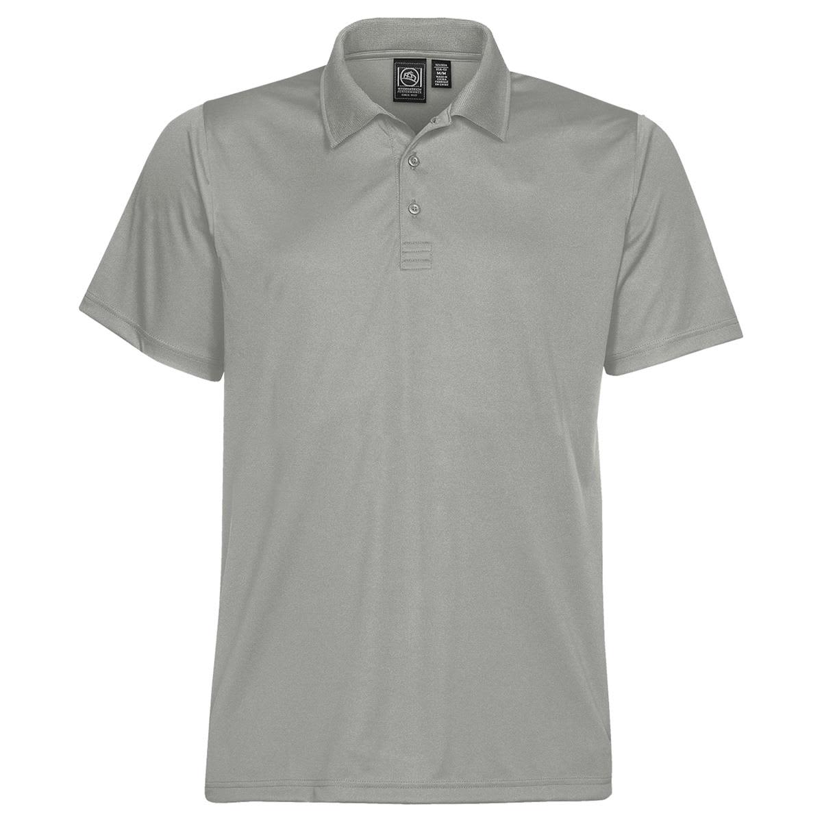 A light grey men's polo shirt with a collar, short sleeves, and a logo on the tag. Men's Eclipse Pique Polo - Image 1